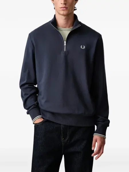 Суичър с цип Fred Perry бродиран синьо