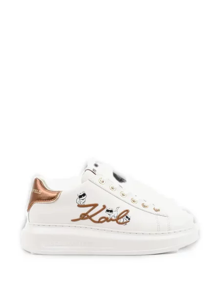Sneakerși Karl Lagerfeld cu platformă cu autograf alb