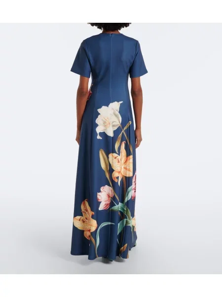 Rochie maxi Leo Lin cu model floral albastru