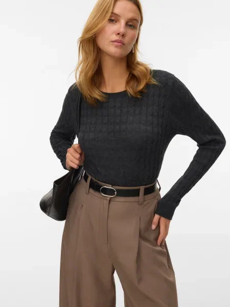 VERO MODA Pulover VMFLO închis gri