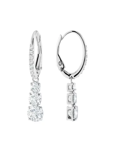 Swarovski Akcesoria Kobieta ONE SIZE Attract Kolczyki Okrągły Szlif Biały Rodowany Stilla szary