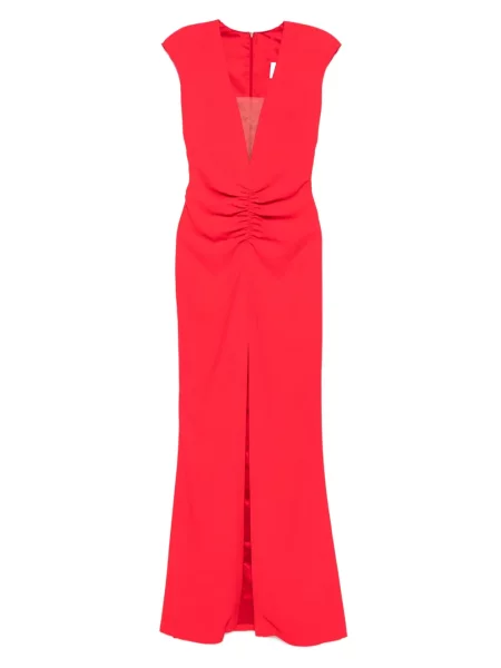 Rochie maxi Silk Love & Lace de mătase de costum roșu