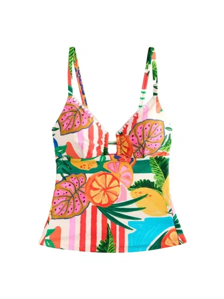 Next Tankini top galben / verde / roz alb