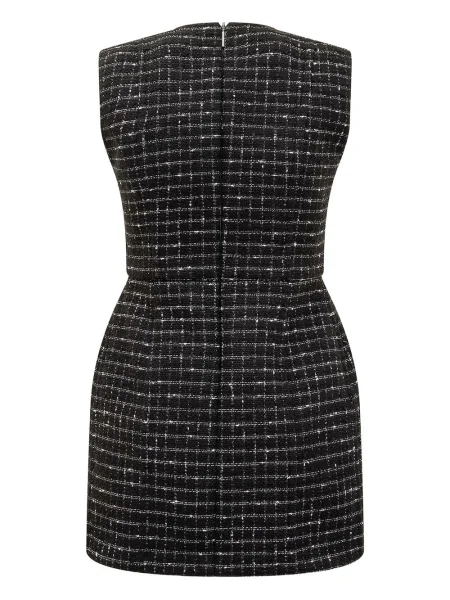 Rochie Msgm în carouri din tweed de costum negru