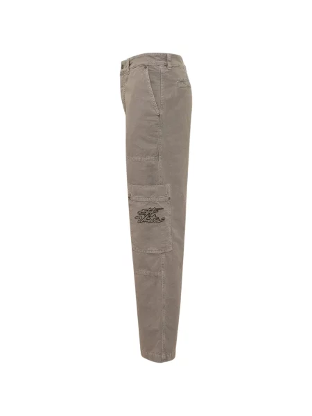 Pantaloni cargo Off-white cu broderie alb