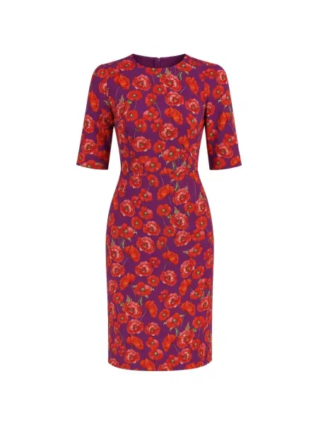 Rochie midi Dolce & Gabbana de mătase cu imagine violet