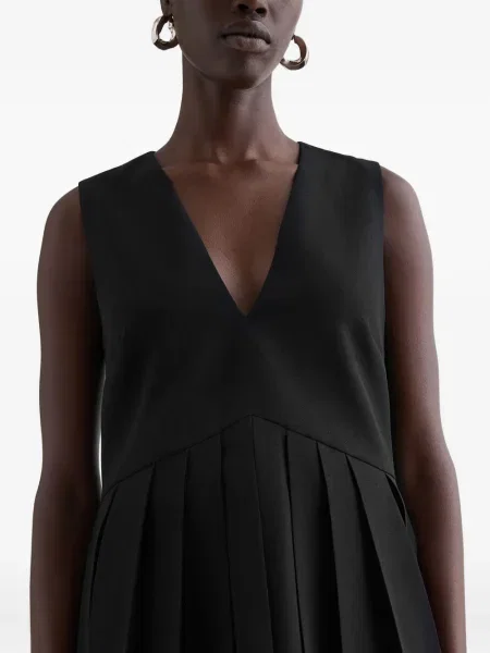 Top Jil Sander de lână plisat negru