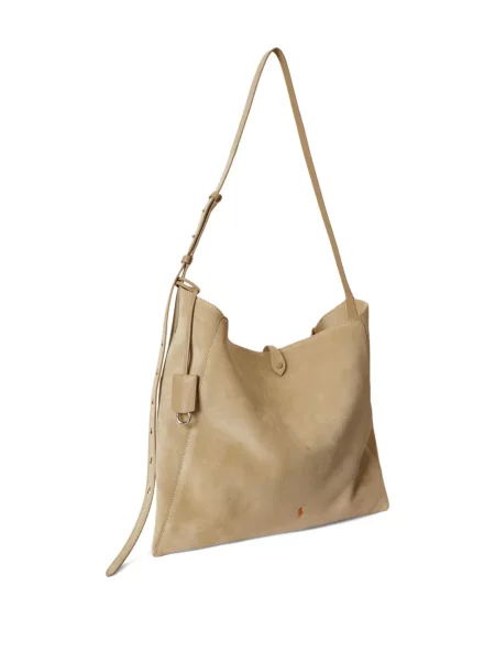 Koszulka polo Polo Ralph Lauren zamszowa na sprzączkę w paski niebieska