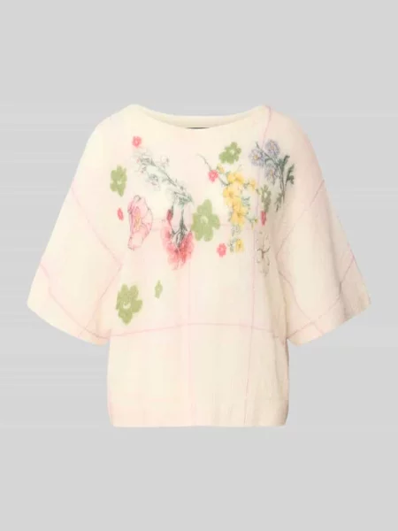 Sweter o kroju relaxed fit z mieszanki wełny z alpaki Marc Cain różowy