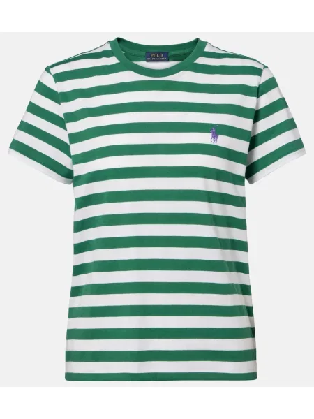 Tricou polo Polo Ralph Lauren cu dungi din jerseu cu autograf verde