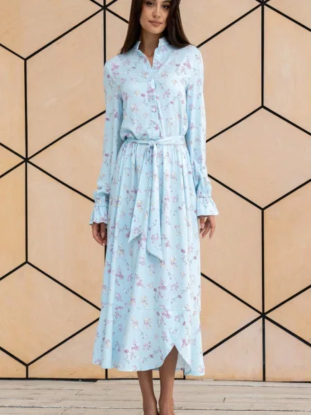 Сукня максі RiMari віскоза/модал блакитний