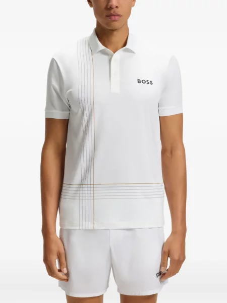 Scurt tricou polo Boss alb