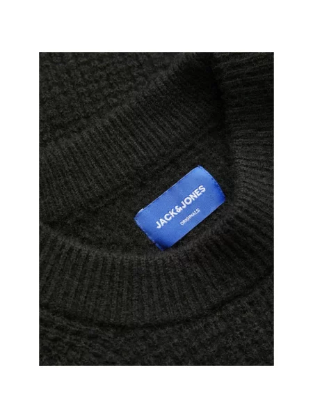 Sweter z dzianiny z fakturowanym wzorem model ‘OLLIE’ Jack & Jones czarny