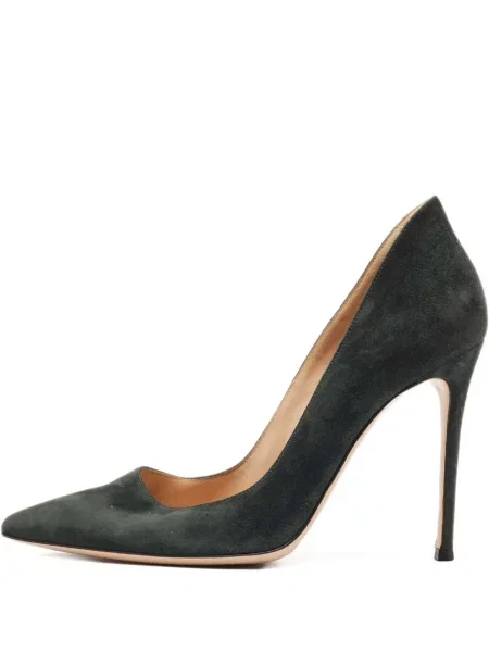 Pantofi cu toc Gianvito Rossi din piele de căprioară verde