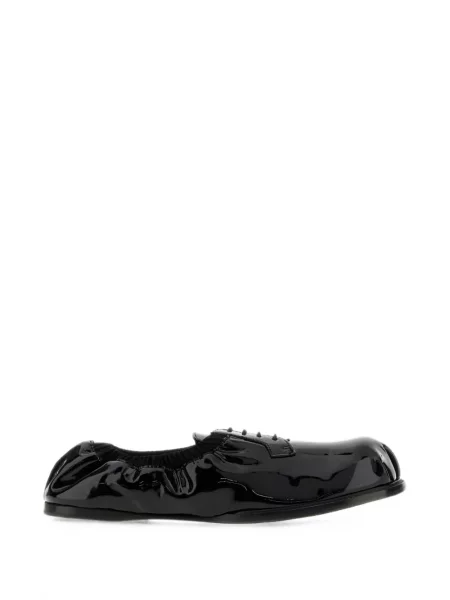 Pantofi derby Moschino din piele cu volane negru