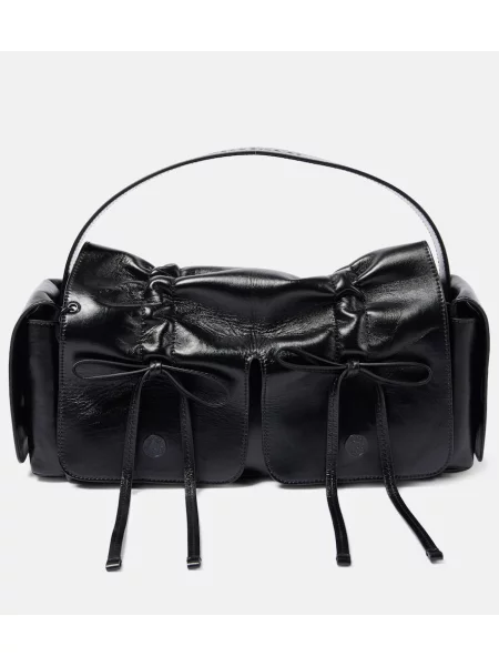 Torebka skórzana Acne Studios z kokardką skórzana czarna