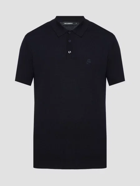 Шерстяное поло Karl Lagerfeld синее