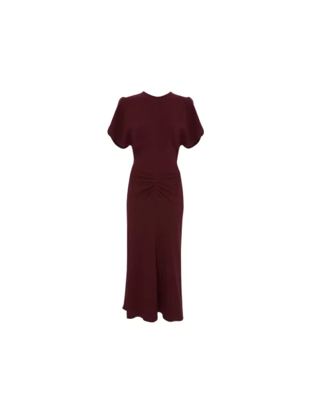 Sukienka midi Victoria Beckham wełniana czerwona
