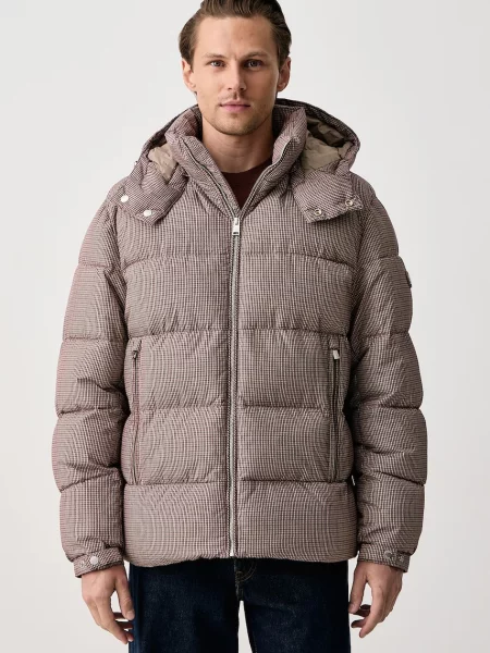 BOSS prošívaná bunda H-Colter-HOUNDSTOOTH hnědá