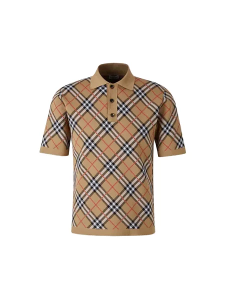 Koszula Burberry wełniana w kratę beżowa
