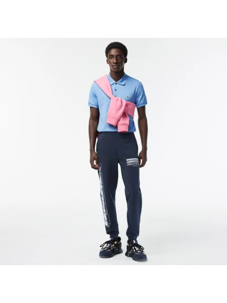 Lacoste Spodnie Dresowe Slim Fit Dwustronne niebieskie