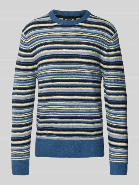 Sweter z dzianiny o kroju regular fit z wzór w paski Scotch & Soda błękitny