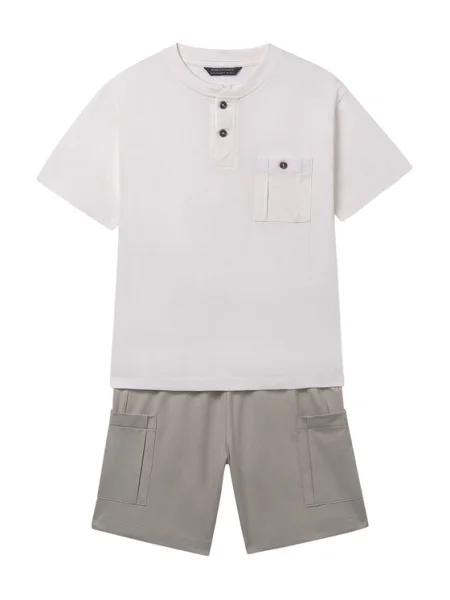 Mayoral Set tricou și pantaloni scurți bej