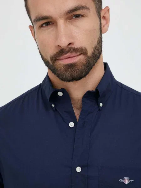 Gant camasa din barbati marin cu guler button-down regular albastru