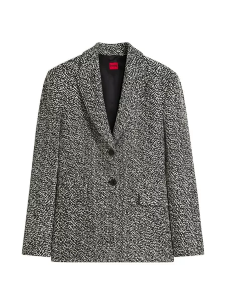 Sacou Hugo cu model herringbone negru