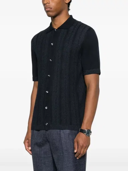 Cămașă Agnona de mătase albastru