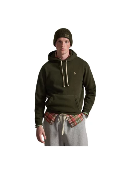 Polo Ralph Lauren bluza z kapturem z bawełną zielona