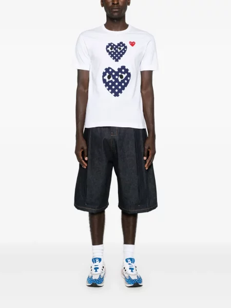 Tričko Comme Des Garçons Play se srdcovým vzorem bílé
