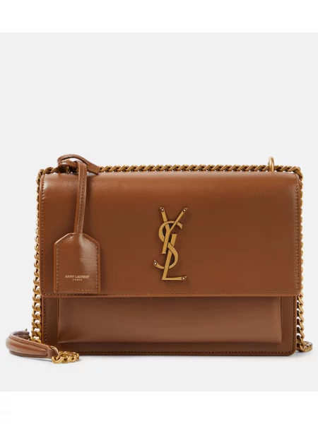 Usnjena torbica Saint Laurent rjava