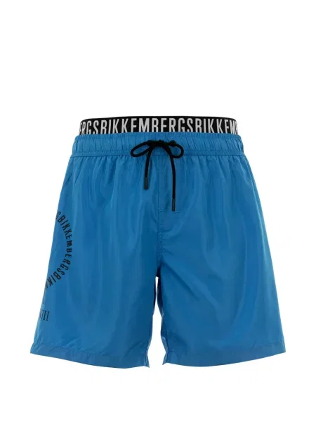 Slip de baie Bikkembergs cu imagine cu cordon albastru