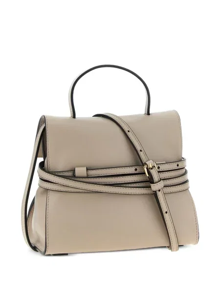 Geanta de piele Moschino din piele cu cataramă gri