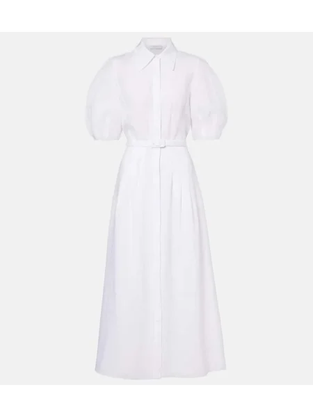 Rochie tip cămașă Gabriela Hearst de in de costum alb