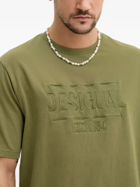 Tricou Desigual cu broderie verde