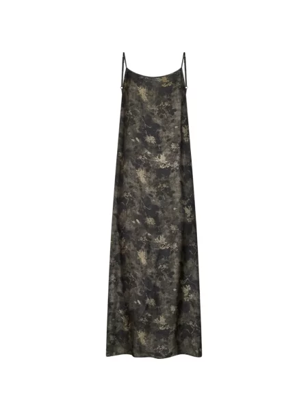 Rochie maxi Uma Wang cu model floral evazată verde