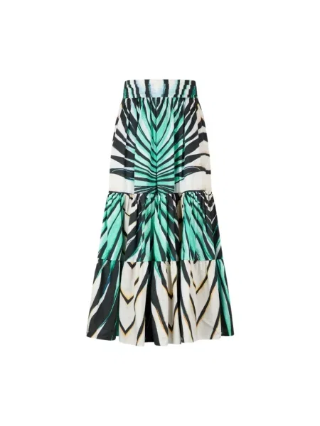 Wielobarwność spódnica midi Roberto Cavalli z nadrukiem do kolan