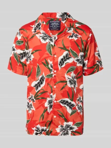 Koszula casual z kołnierzem rewersowym krój regular fit Superdry czerwona