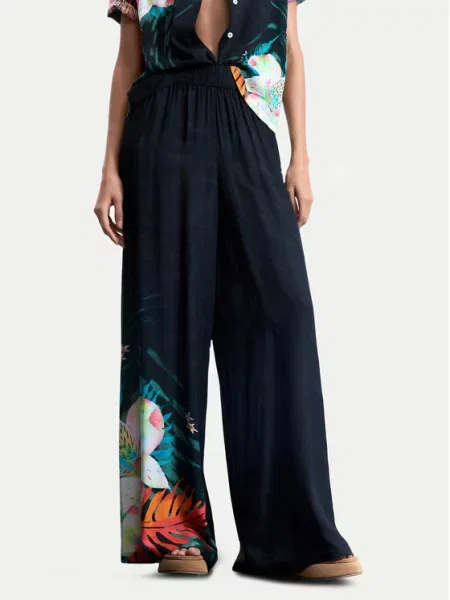 Desigual Παντελόνι Tropical Fluid' μαύρο