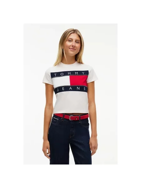 Tommy Jeans Majica mornarsko plava / crvena bijela