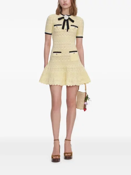 Rochie midi Self-portrait tricotate galben