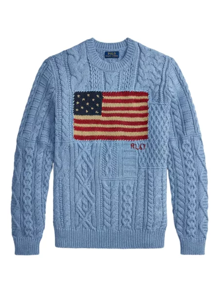 Șapcă Polo Ralph Lauren cu decolteu în V cu autograf în carouri albastru