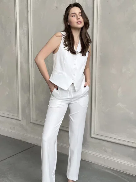 Штани повсякденні LadyLike бавовна/поліестер білий