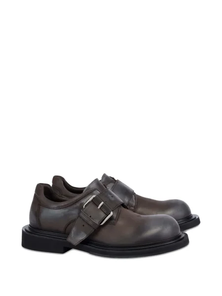 Pantofi loafer Moschino din piele cu cataramă maro
