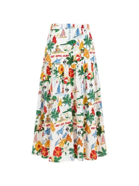 Fusta maxi Seafolly cu model floral cu imagine alb