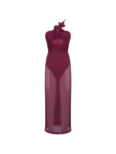 Rochie midi Patbo cu model floral cu aplicații cu un umăr gol roz