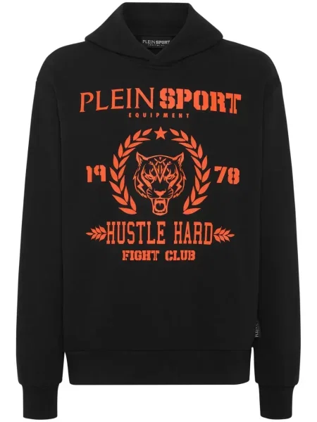 Hanorac cu glugă Plein Sport cu imagine negru