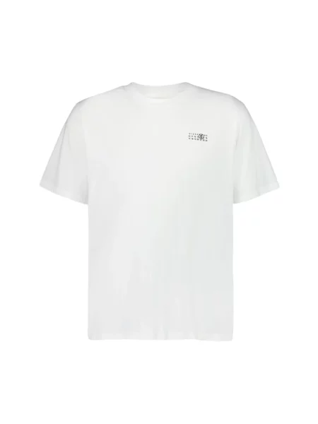 Sztuczne futro koszulka Mm6 Maison Margiela z nadrukiem biała